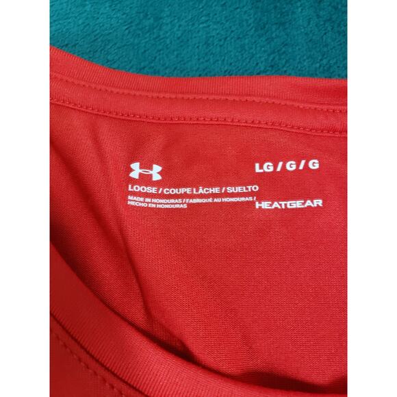 Under Armour Shirt Size Large Mens Red Heatgear Loose Running NWT - Picture 5 of 10